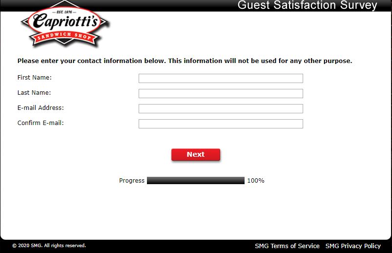 Capriotti's Guest Satisfaction Survey - At www.tellcapriottis.com