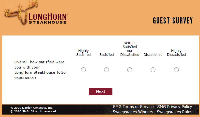 LongHorn Steakhouse Survey