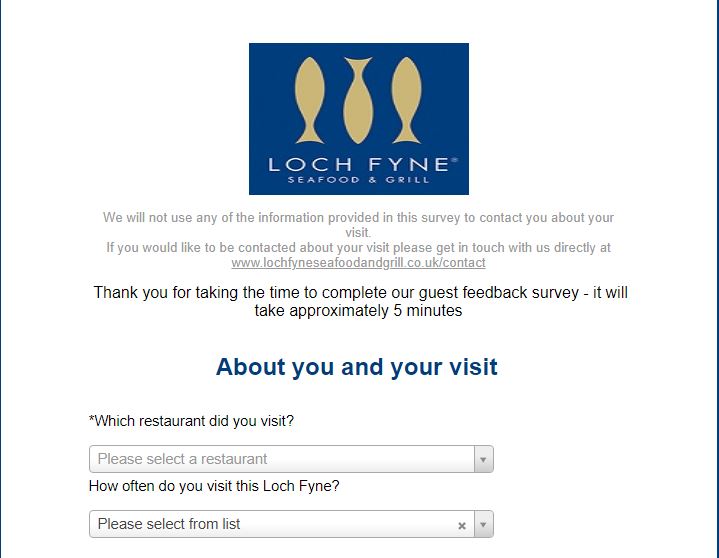 Loch Fyne Customer Survey