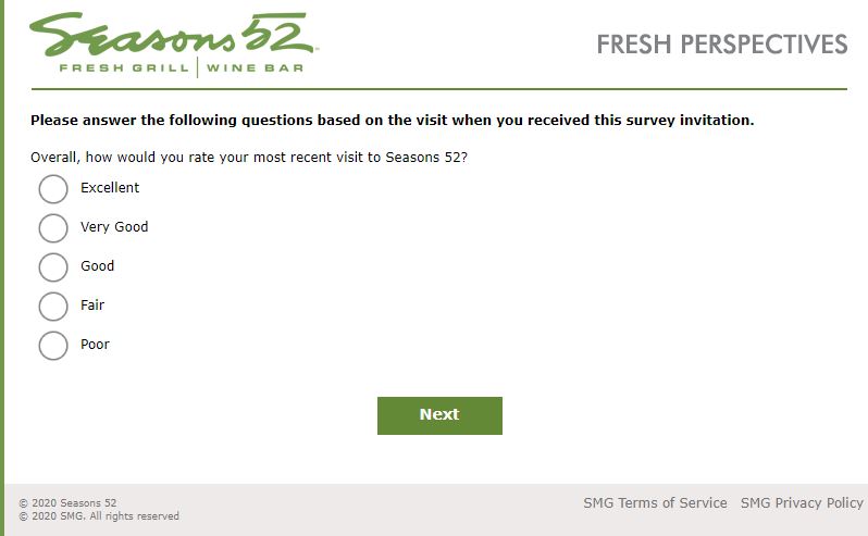 Seasons 52 Survey