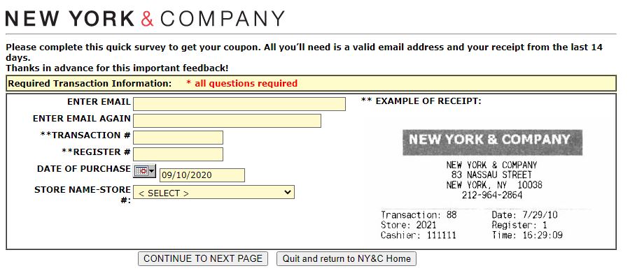 New York & Company Survey