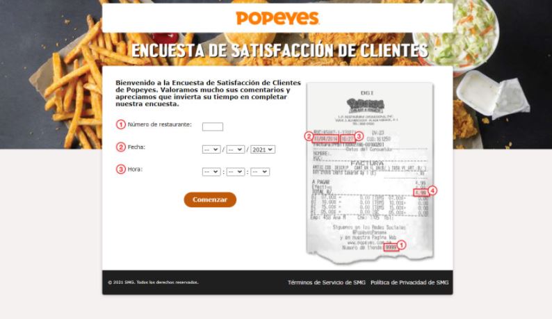 Popeyes Panama Survey Code