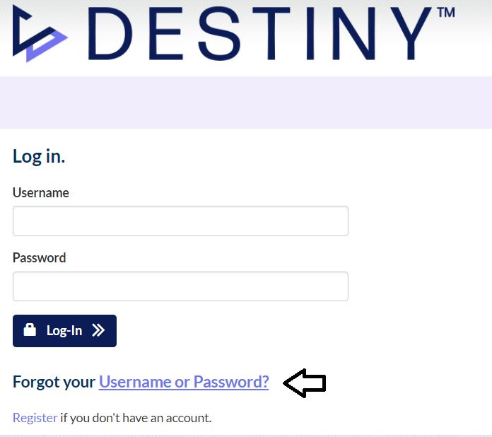 reset your Destiny Credit Card Login Password