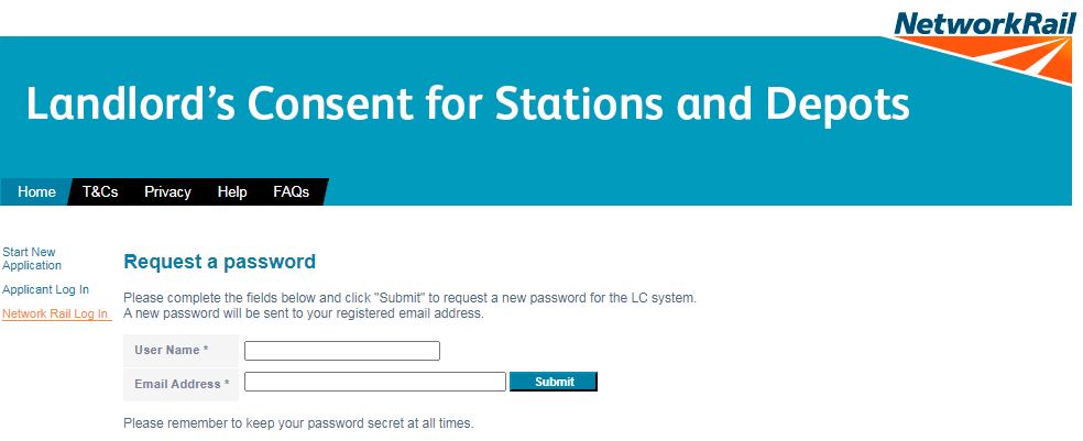 Network Rail Login Password Reset