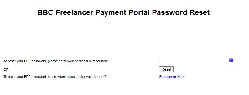 BBC Freelancer Payment Portal Password Reset
