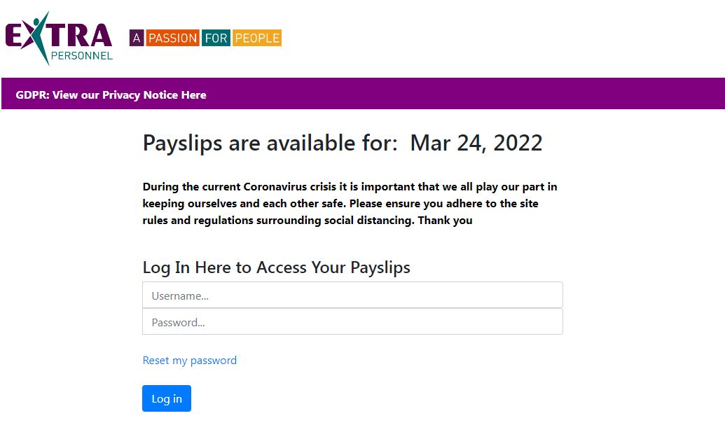 Extra Personnel Payslip Login