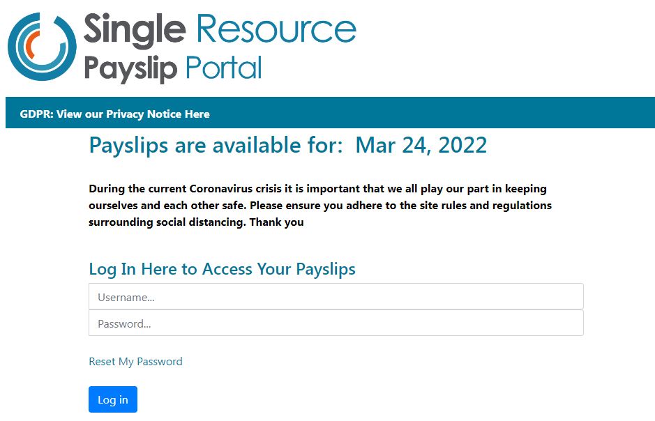 Single Resource Payslip Login