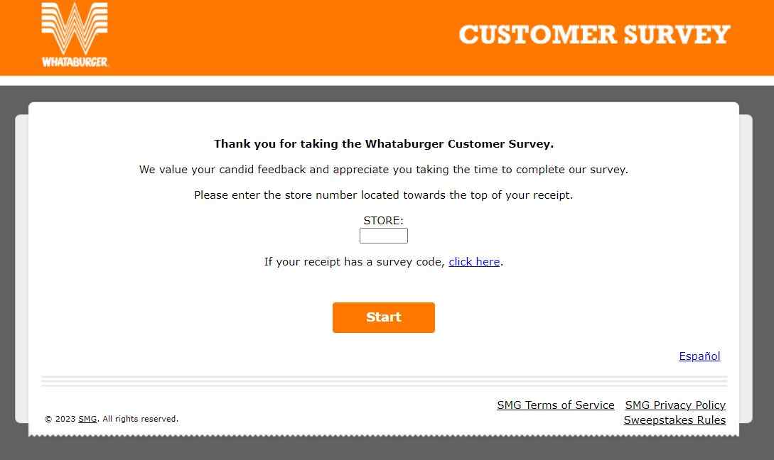 Whataburger survey without survey code