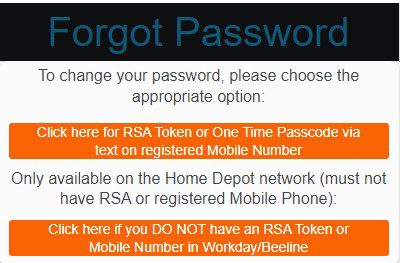 Reset Home Depot ESS Login Password