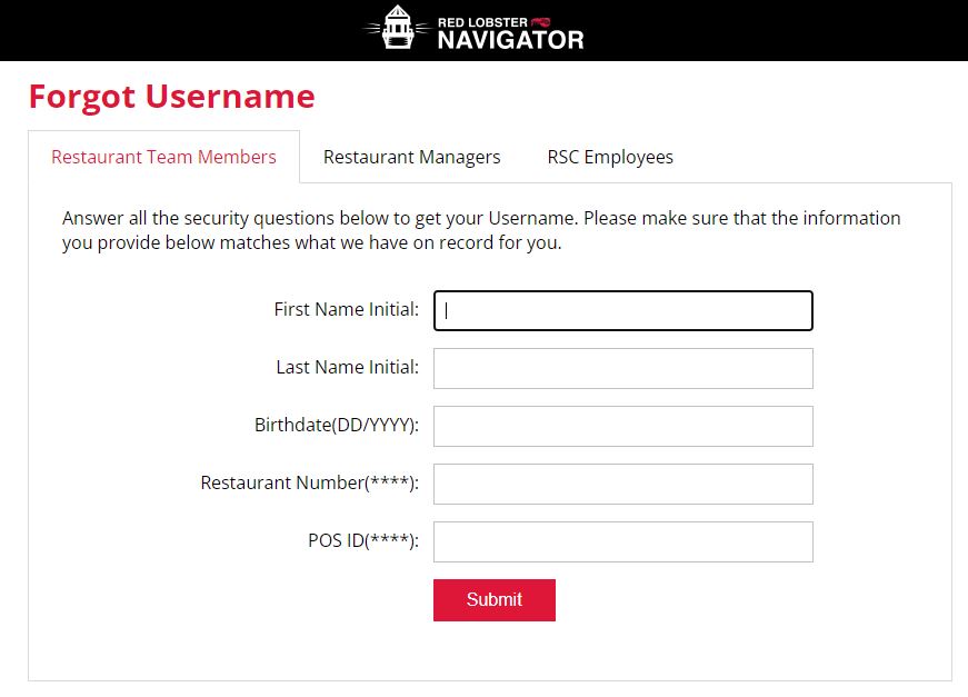 Red Lobster Employee Username