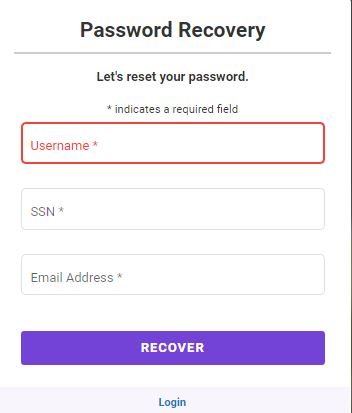 State Home Rcovery password