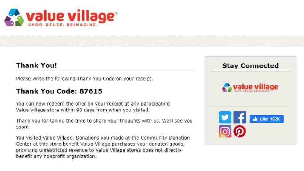 Value Village coupon code