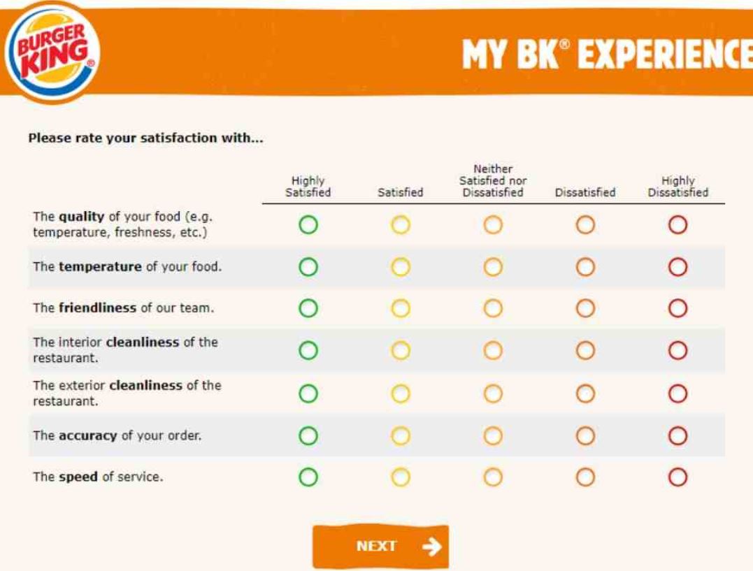 Burger King Survey Questions